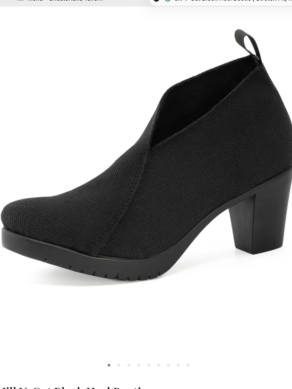 NWB Charleston Shoe Co. Jill V-Cut Block Heel Bootie Black Size 8